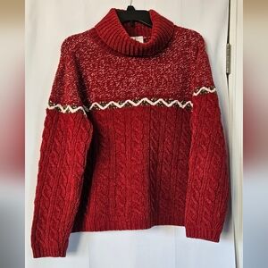 Liz Claiborne Vintage Red Holiday Turtleneck Sweater‎ Size Large